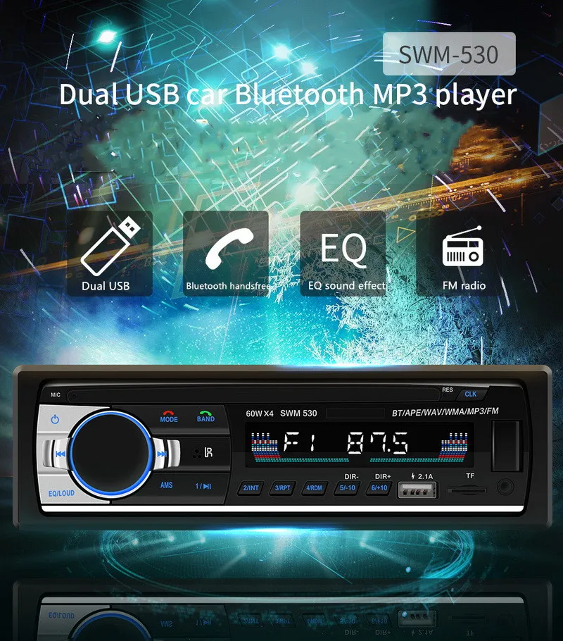 New Bluetooth Car Stereo FM Radio Car MP3 Audio Player Car Charger USB SD AUX Auto Electronics Subwoofer In-Dash 1 DIN Autoradio