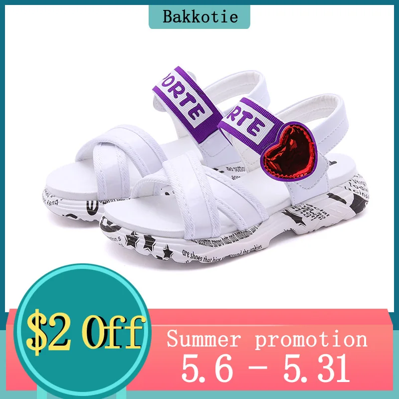 

Bakkotie 2019 Summer New Girls Fashion Pink Love Sandals Toddlers Kids Reflective Beach Shoes Princess Soft Bottom Party Shoes
