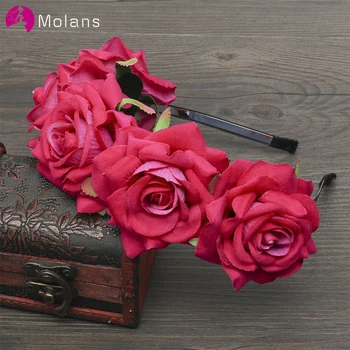 

MOLANS Handmade Elegant Rose Flower Crown Bridal Fashion Wedding Photography Flower Hair Garland Exquisite Lady's Headpiece