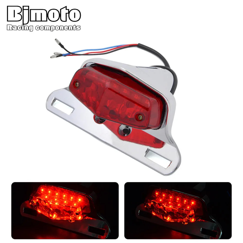 cheap Universal Motorcycle LED Tail Stop Brake Light License Plate Tail Lights Taillight For Harley Bikes Bobber Choppers Custom