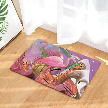 

Non-slip Anti Slip Doormat Creative Flamingo Pattern Soft Entrance Door Mats Rectangular Light Thin Flannel Home Decor