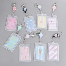 1PC Niedlichen Cartoon PVC Karte Halter Unisex Bank Identität Bus ID Karte Halter Fall Mit Schlüssel Kette Kredit Abdeckung fall Mode Kinder Geschenk