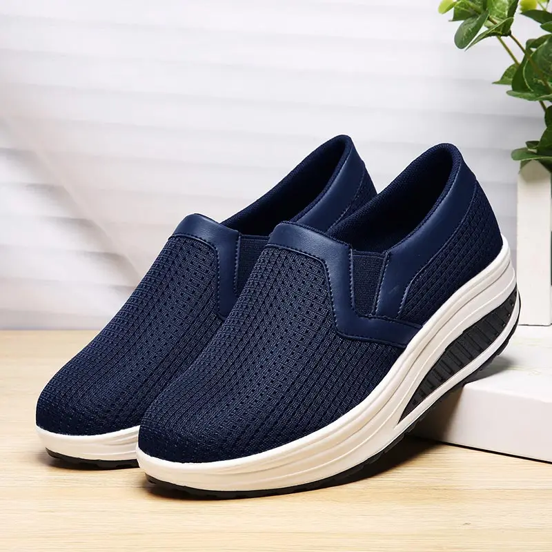 

Large Size Running Shoes for Women Platform Sneakers Woman Wedge Tennis Femme Slip-on Sports Shoe Sport Slip on Swing Blue B-340