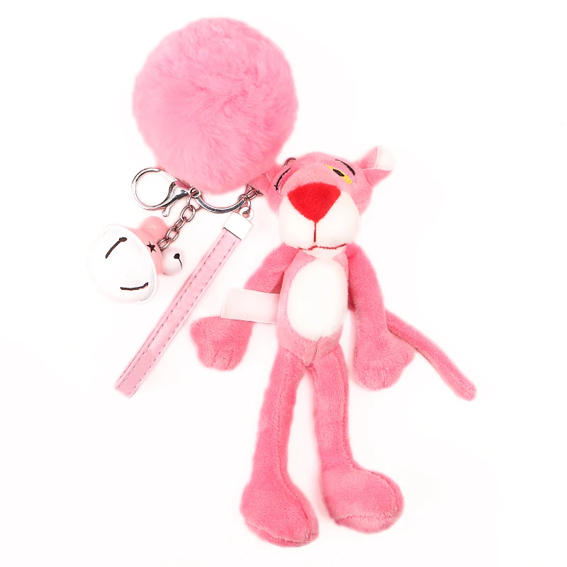 Набивные детские игрушки Розовые Брелоки для ключей Леопард помпон из меха кролика брелоки брелок автомобильный мешок подвеска брелок кольцо держатель D169