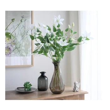 

Wholesale 100pcs White Clematis Spray Flower Decoration Wedding Flower Artificial Flower Floral Event Party Flower Free Shipping