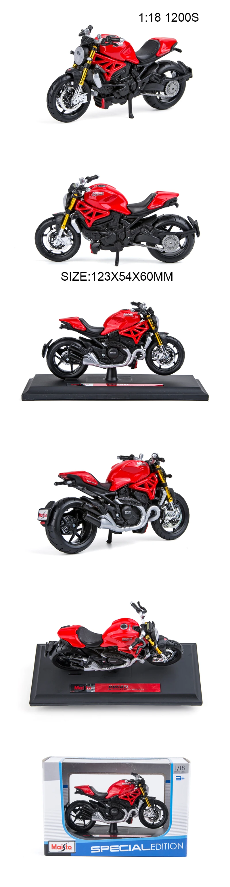 Maisto 1:18 модели мотоциклов Ducati 1200 S красный мотоцикл Модели Diecast миниатюрный Race игрушка для Коллекция подарков