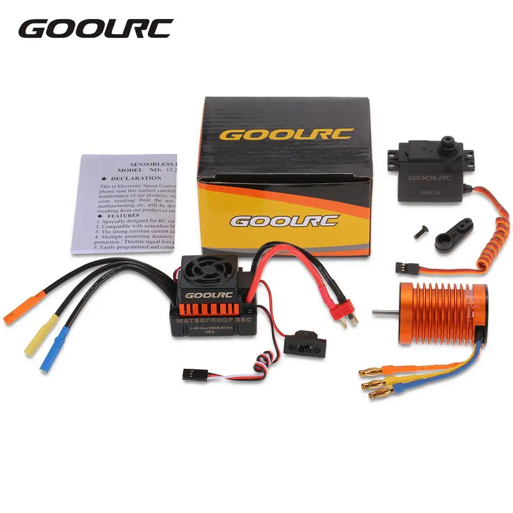 

GoolRC 3300KV Non Inductive Brushless Motor 45A Electric ESC 6kg Metal Gear Servo Combo Set for 1:10 RC Car DIY Hobbies