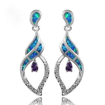 

RH0102 New ladies drop earrings ladies blue opal purple drop earrings ladies fashion jewelry
