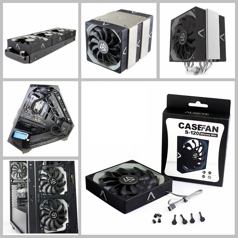 Alseye-ventilador de 120 mm para pc Refrigerador de Fluxo de ar Alto 12v Pinos para Caixa de pc Cpu Refrigeração a Água - Imagem 5