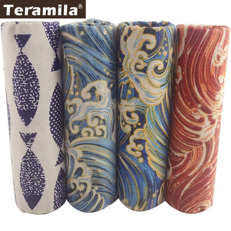 $5 Teramila African Fabric Cotton Linen Fabric Ankara Telas Patches Tissu Sewing DIY Cushion Curtain Bag 4PCS 45x45cm Home Textile