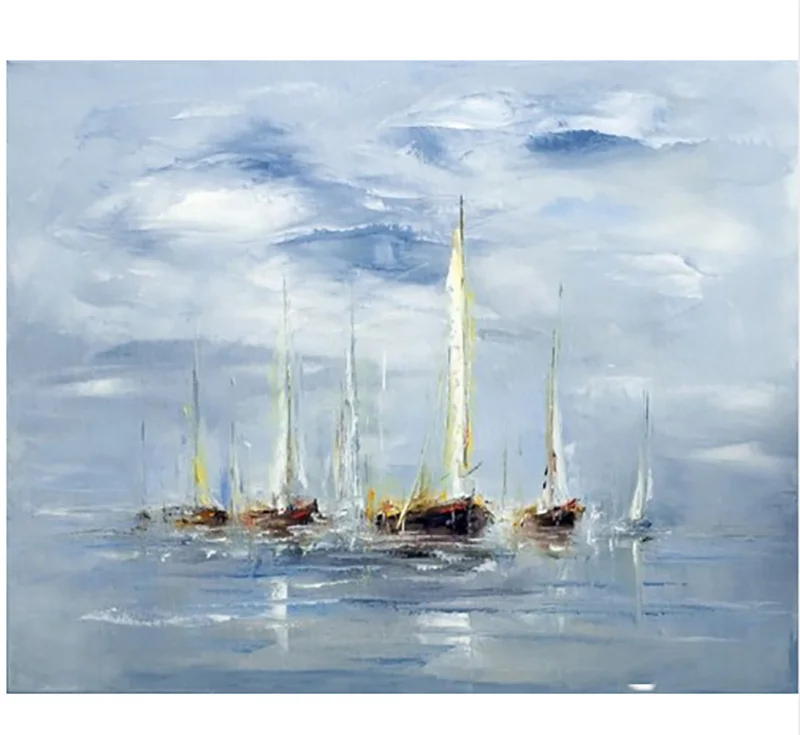 Hand painted High Quality Abstract Decorative Boat Oil Painting On