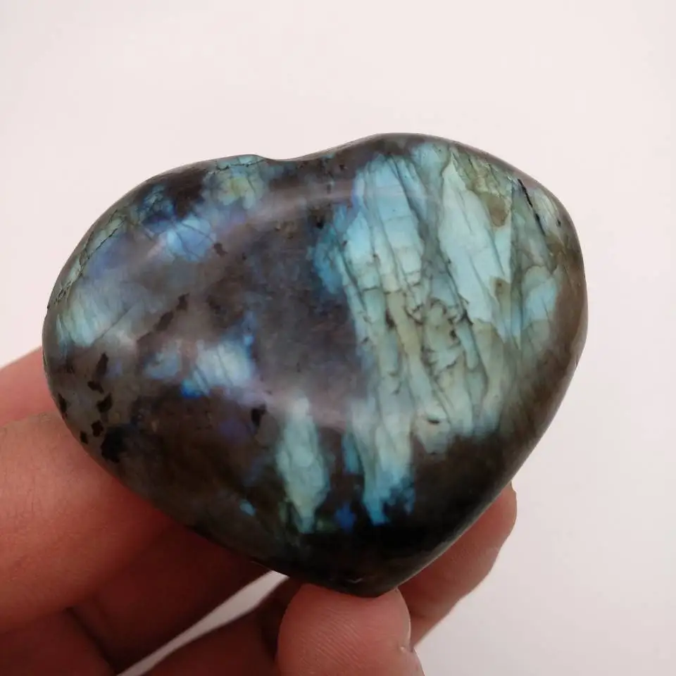 Top! Naturale Bella Labradorite Quarzo Cristallo Cuore Di Guarigione