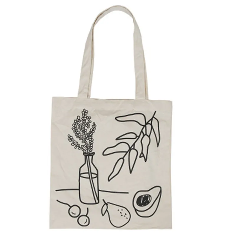 

PGOLEGGY New Eco Friendly Shopping Bag Lovely Canvas Handbag Shoulder Shopping Tote Satchel Eco Messenger Bag Square Fruit Bag