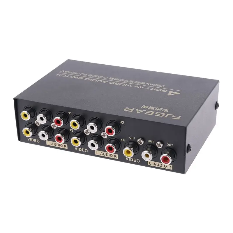 4 порт AV аудио видео RCA 4 Вход 1 выходной коммутатор переключатель выбора Splitter Box#328