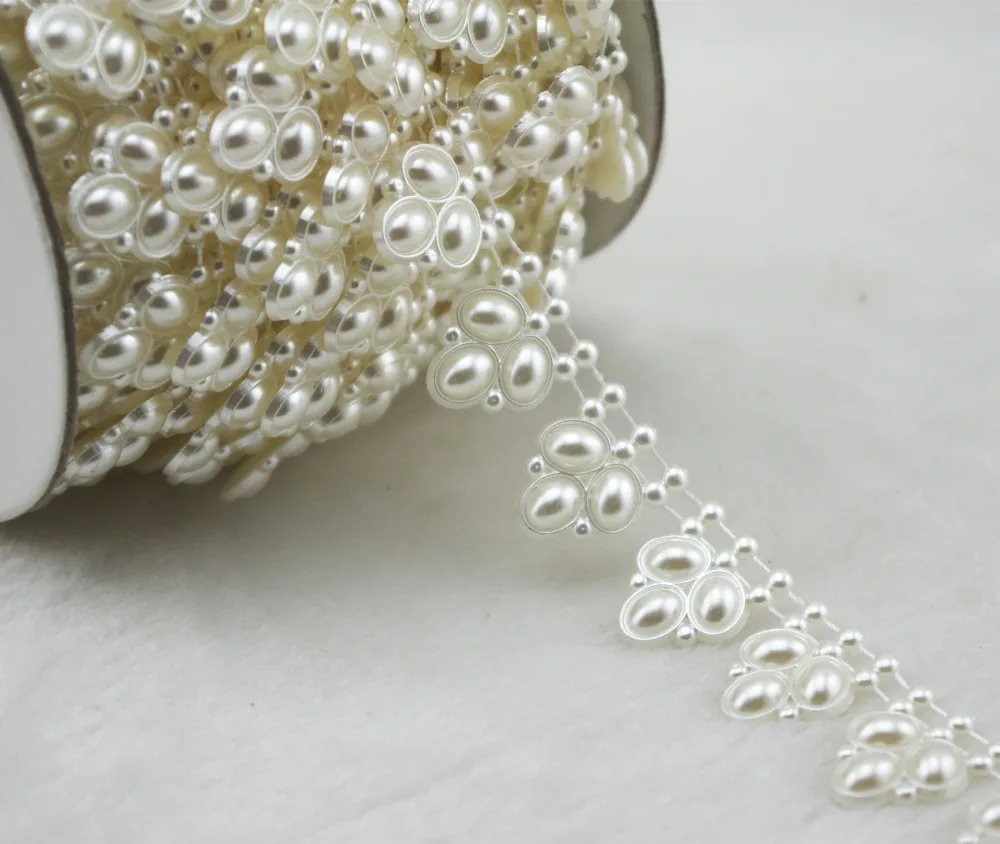 

22mm Grape Shaped ivory Pearl Chain Trims Sewing Crafts Costume Applique Wedding Decoration LZ147