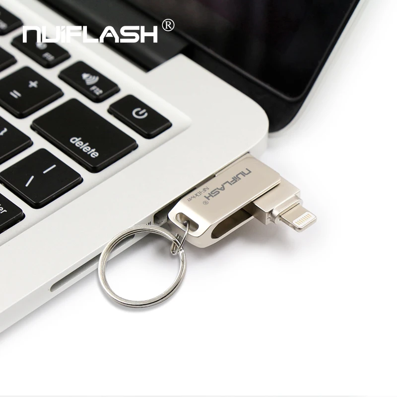 USB флэш-накопитель для iPhone X/8/7/7 Plus/6 Plus/6s/5/SE/ipad 2 в 1 флеш-накопитель 16 ГБ 32 ГБ 64 ГБ 128 Гб металлический флэш-накопитель usb 2,0
