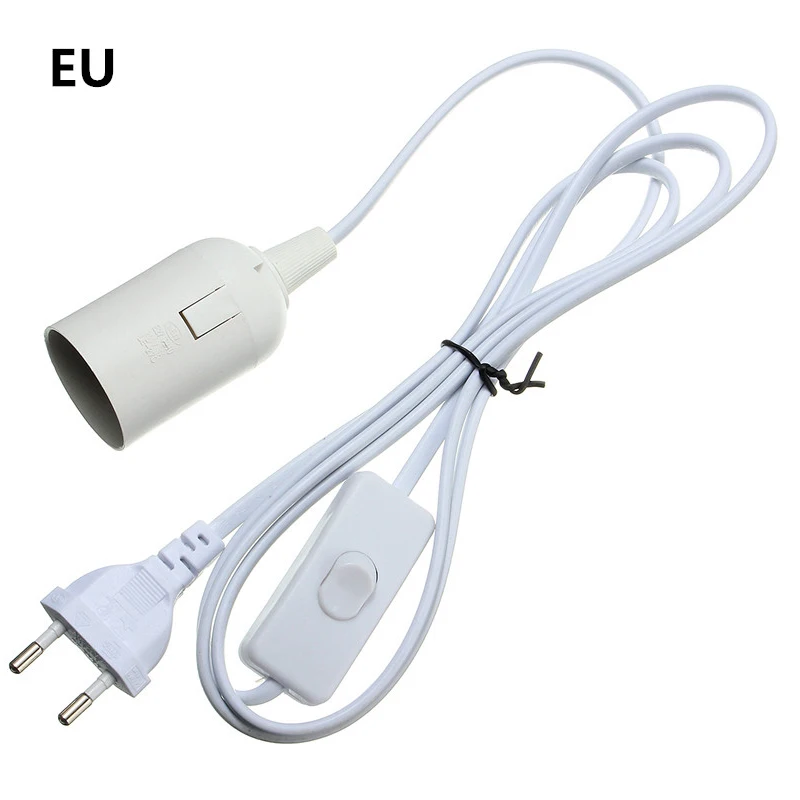 

1.8m Power Cord Cable E27 to EU Lamp Base Holder EU Hanging Pendant LED Light Fixture Lamp Bulb Socket Cord Adapter With Switch