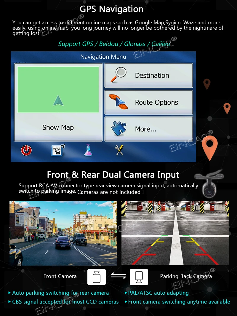 Стерео 2 ГБ Оперативная память Wi Fi 3g 4G Экран зеркало gps навигации OBD2 Bluetooth 4 0 1080P HD