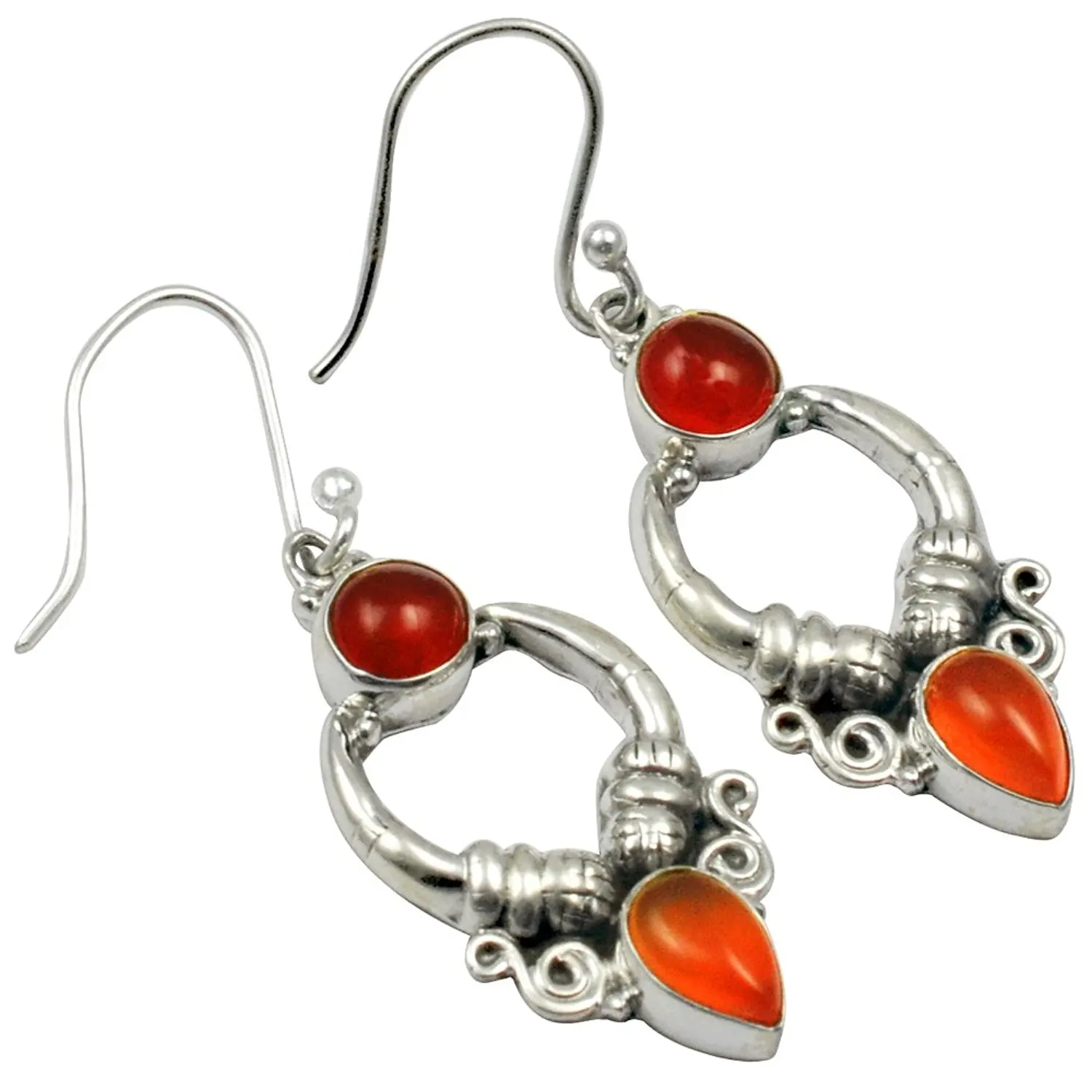 

Lovegem Genuine Carnelian EARRINGS 925 Sterling Silver, 43mm, AE2057