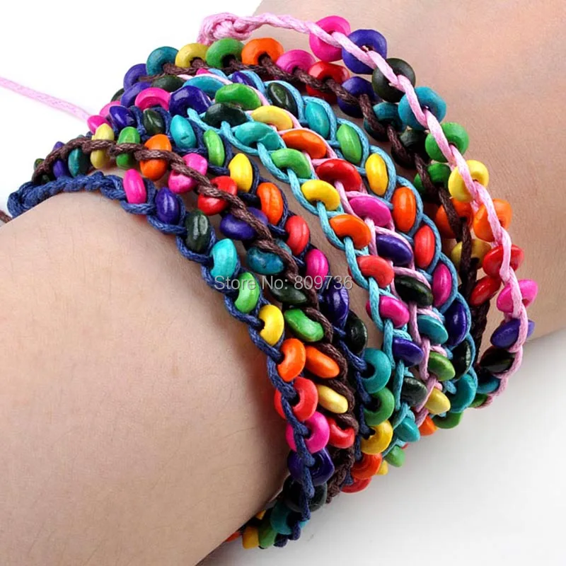 Buy Lots120pcs Braid Bracelet Wood Bead Charm Bracelet Unisex Friendship