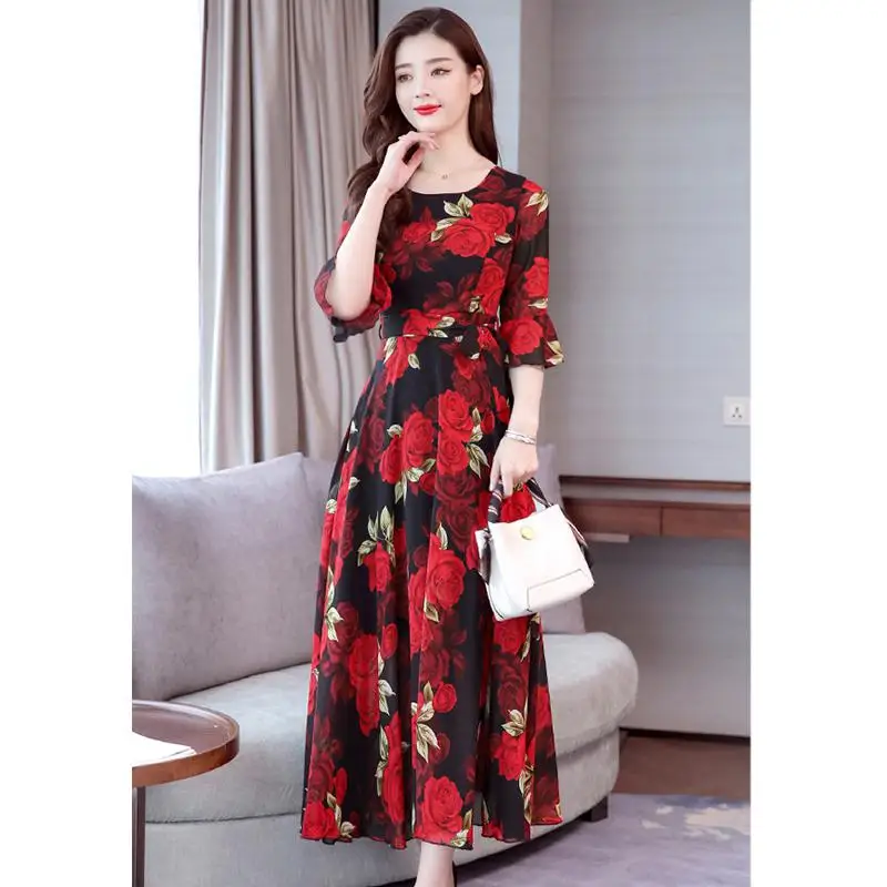 2019 جديد Yfashion المرأة الصيف الأزياء سليم الخصر ألف خط بوهيميا الساحرة أنيقة عارضة ماكسي اللباس Vestidos