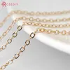 2 Meters width:1.5MM 2MM 24K Champagne Gold Color Brass Flat Oval Chains Necklace Chains High Quality Jewelry Accessories ► Photo 3/6