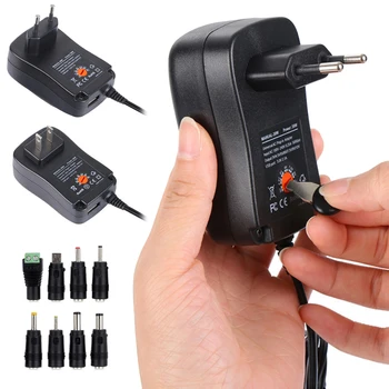

30W 3-12V Universal Adjustable Power Supply Adapter 8PCS Tips 1PCS Key for Smartphone MP3 Tablet Router CCTV Camera System