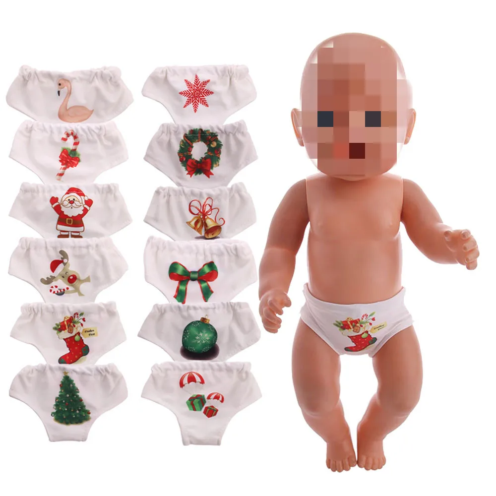Рождественские трусики LUCKDOLL12 с узором подходят для 18 дюймовых американских