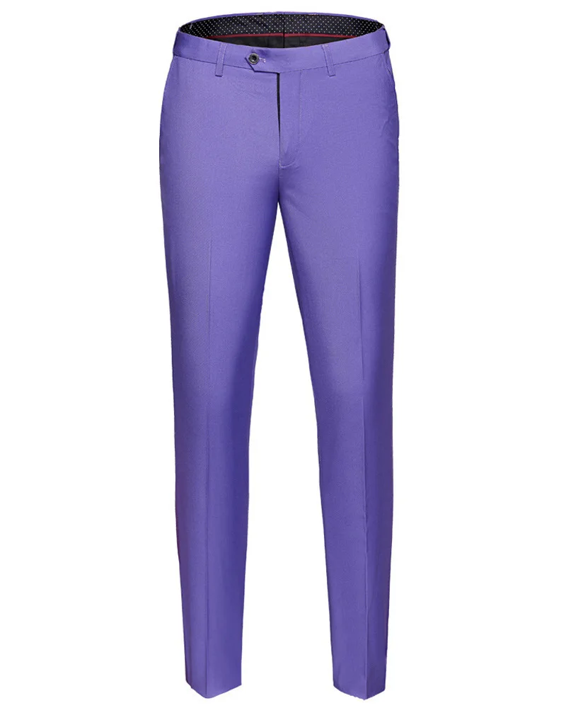 PYJTRL Для мужчин s Однотонная одежда Бизнес оккупации Slim Fit платье офисные брюки мужская одежда брюки для официального костюма Повседневное для Для мужчин - Цвет: violet