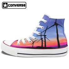 Sunset Windmill Original Design Converse All Star Shoes Woman Man Hand Painted Shoes High Top Sneakers Men Women Gifts