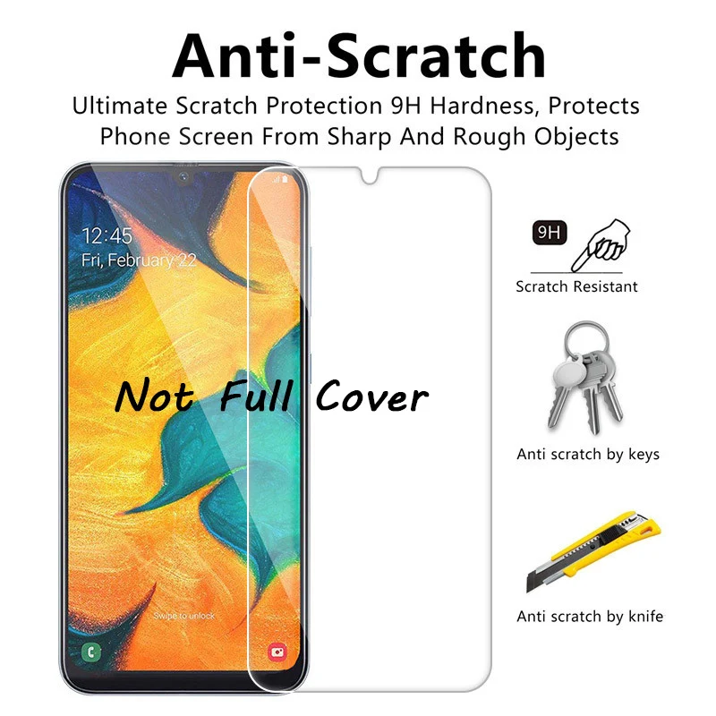 Закаленное стекло для Samsung Galaxy A50 A70 A40 A30 A20 A10 9H Защитная пленка экрана A520 A7 A8