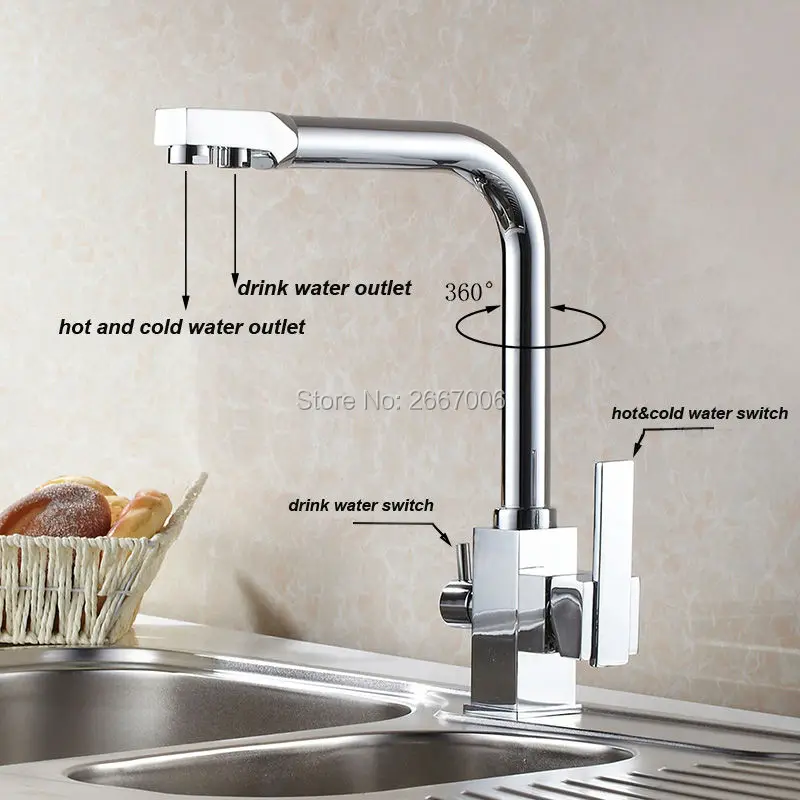 Gizero Drink Water Faucet Kitchen Sink Mixer Tap Chrome Polish Copper