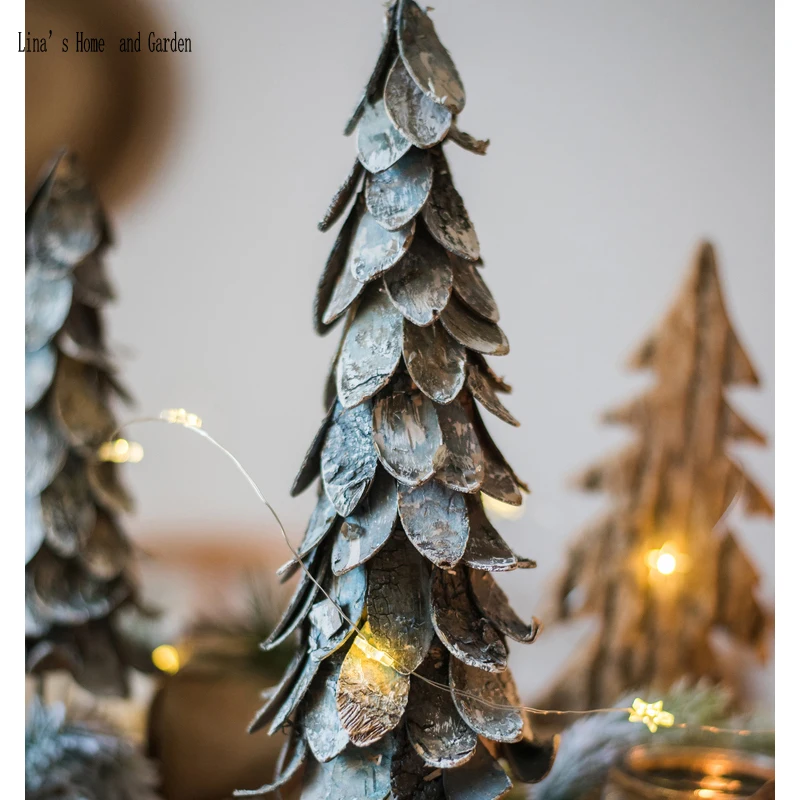 Настольная подставка набор из 3 предметов ручной работы из натурального дерева Рождественская елка