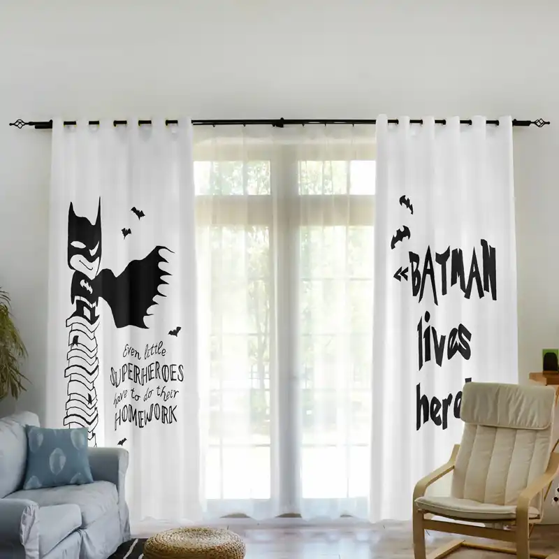 Customized Window Curtain Tulle Door Window Curtain Batman