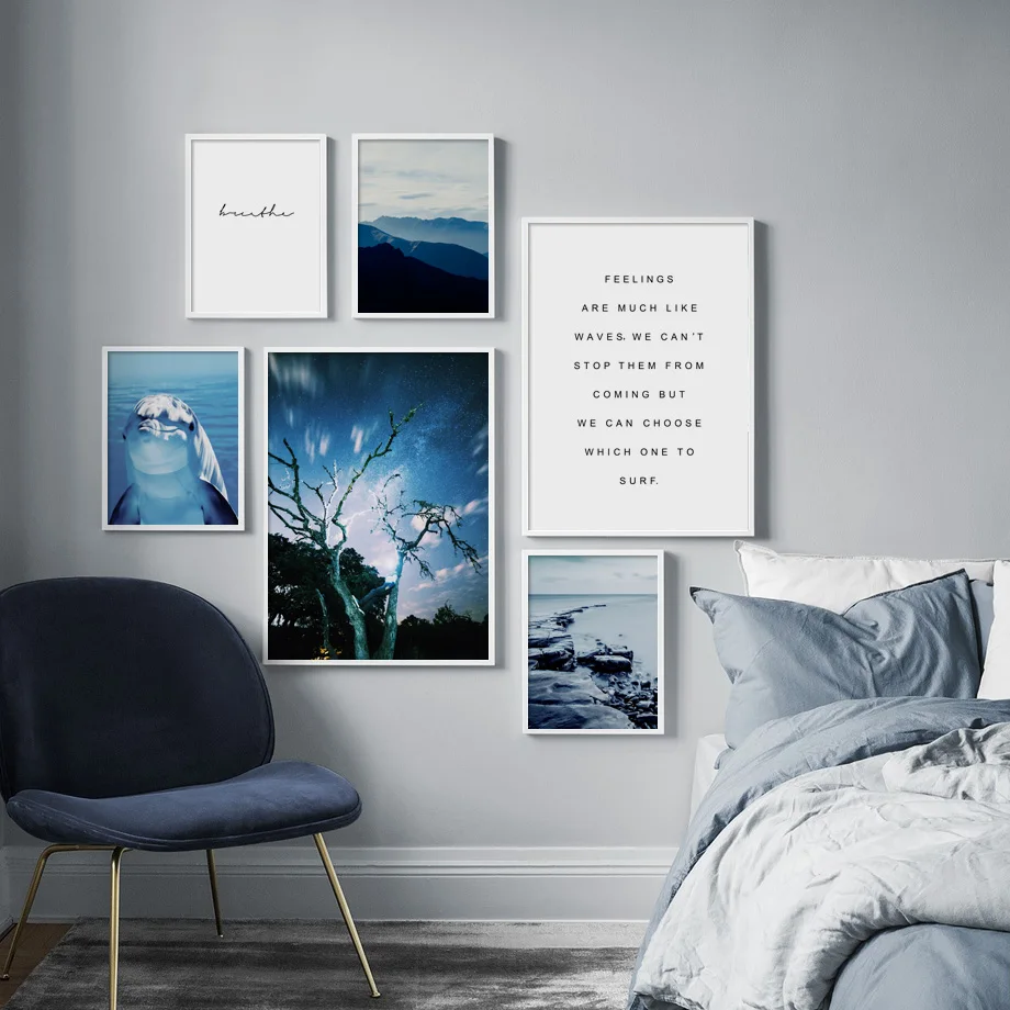 Dolphin-Sea-Beach-Mountain-Tree-Landscape-Wall-Art-Canvas-Painting-Nordic-Posters-And-Prints-Wall-Pictures (2)
