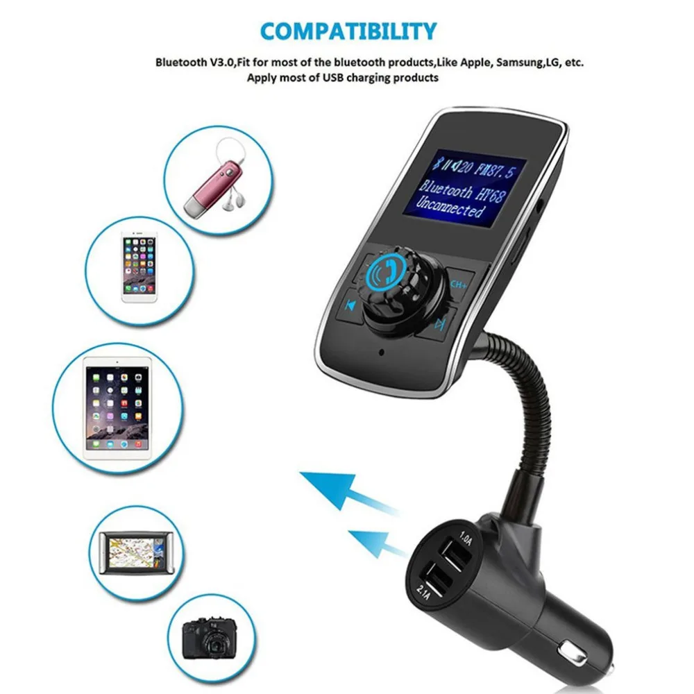 New font b Wireless b font In Car Bluetooth FM Transmitter Radio Adapter Car Kit with