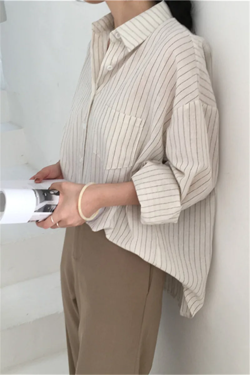 Рубашка Mazefeng женская в полоску и длинным рукавом|long sleeve|office ladywomen fashion shirt |