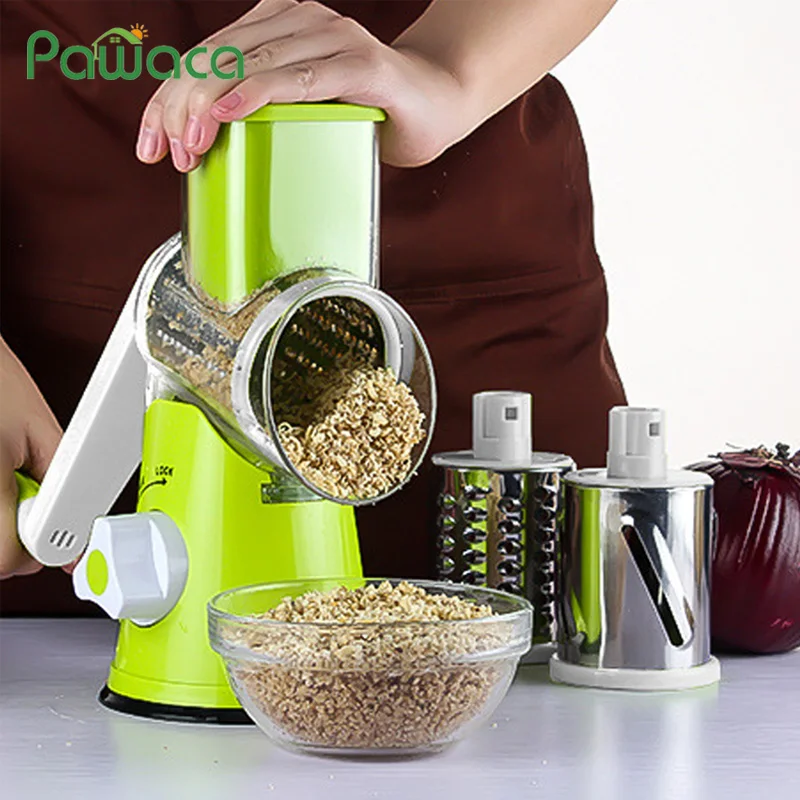 

Mandoline Vegetable Slicer Salad Cutter Vegetable Chopper Spiralizer Cheese Grater Potato Julienne Nut Shredder with 3 Blades