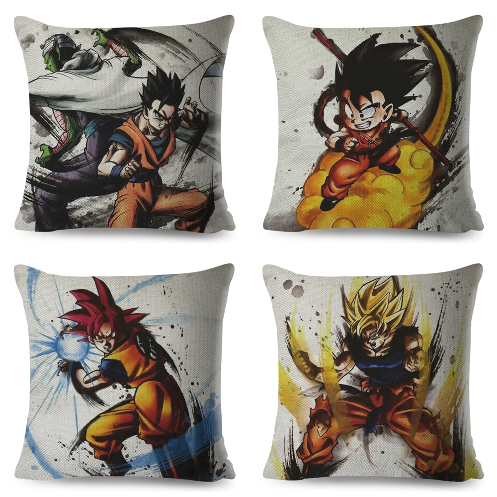 Китайская чернильная Dragon Ball Son Goku льняная наволочка 45*45 см наволочка для дивана мультяшное украшение для дома Япония наволочка с аниме