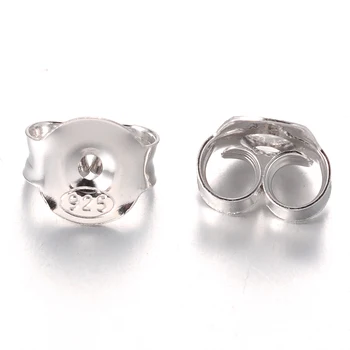 

20 pcs 5x6x3mm Sterling Silver Jewelry Earrings Nuts Earnuts for DIY Findings, Platinum, Hole: 0.8mm