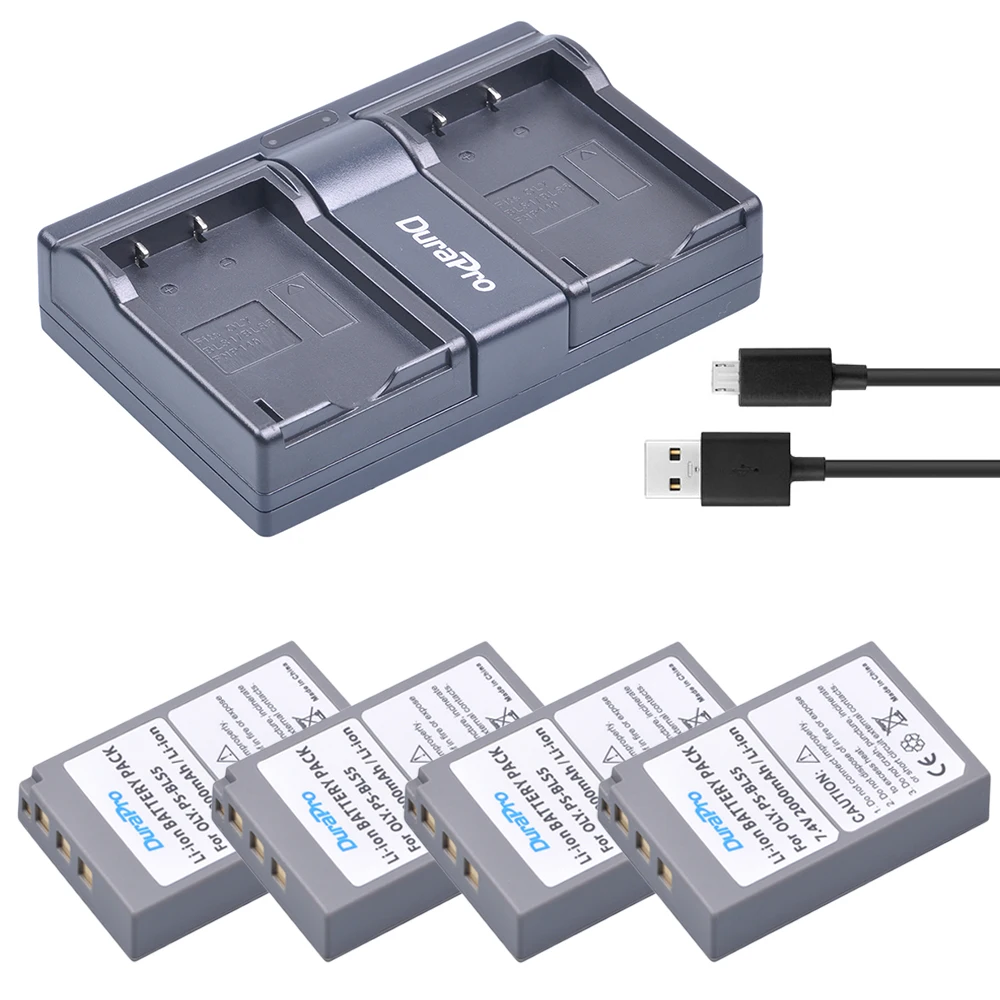 

4* BLS-5 BLS50 BLS5 BLS-5 2000mAh battery+USB Dual Charger for OLYMPUS EP1 PL2 PL5 PL6 E-PL7 E-PM2 E450 E600 E620 Stylus EM10 et
