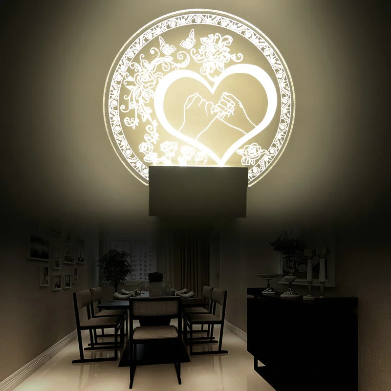 

New Fashion One Type Wall Lamp Heart Hands Flower Design Night Light Modern Simple Acrylic LED Light Warm White Bedroom Lamp