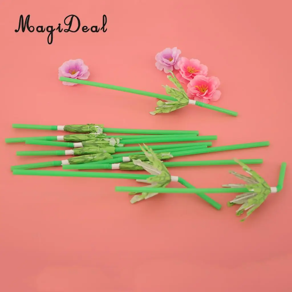MagiDeal 10pcs/Set Hawaiian Tropical Coconut Tree Cocktail Drinking Straws Sipping Straws Wedding Birthday Party Table Decor