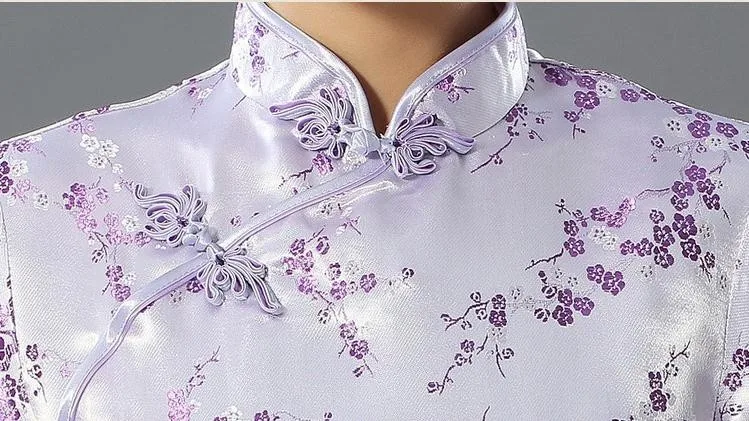Черное китайское традиционное платье сексуальное женское атласное Qipao длинное