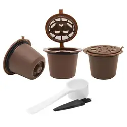 Refillable Reusable Coffee Capsules with Spoon Filter Pod (3-Pack) (Set C)