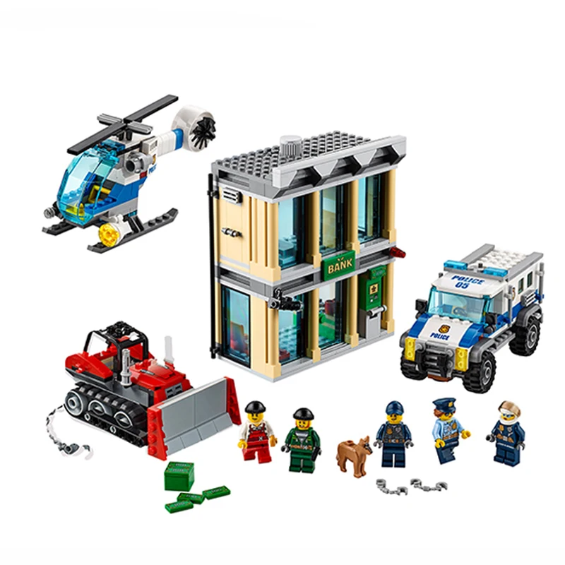 

Model building toys hobbies 02019 Policeman Compatible With lego Blocks City 60140 The Bulldozer Break-in Educational DIY Bricks