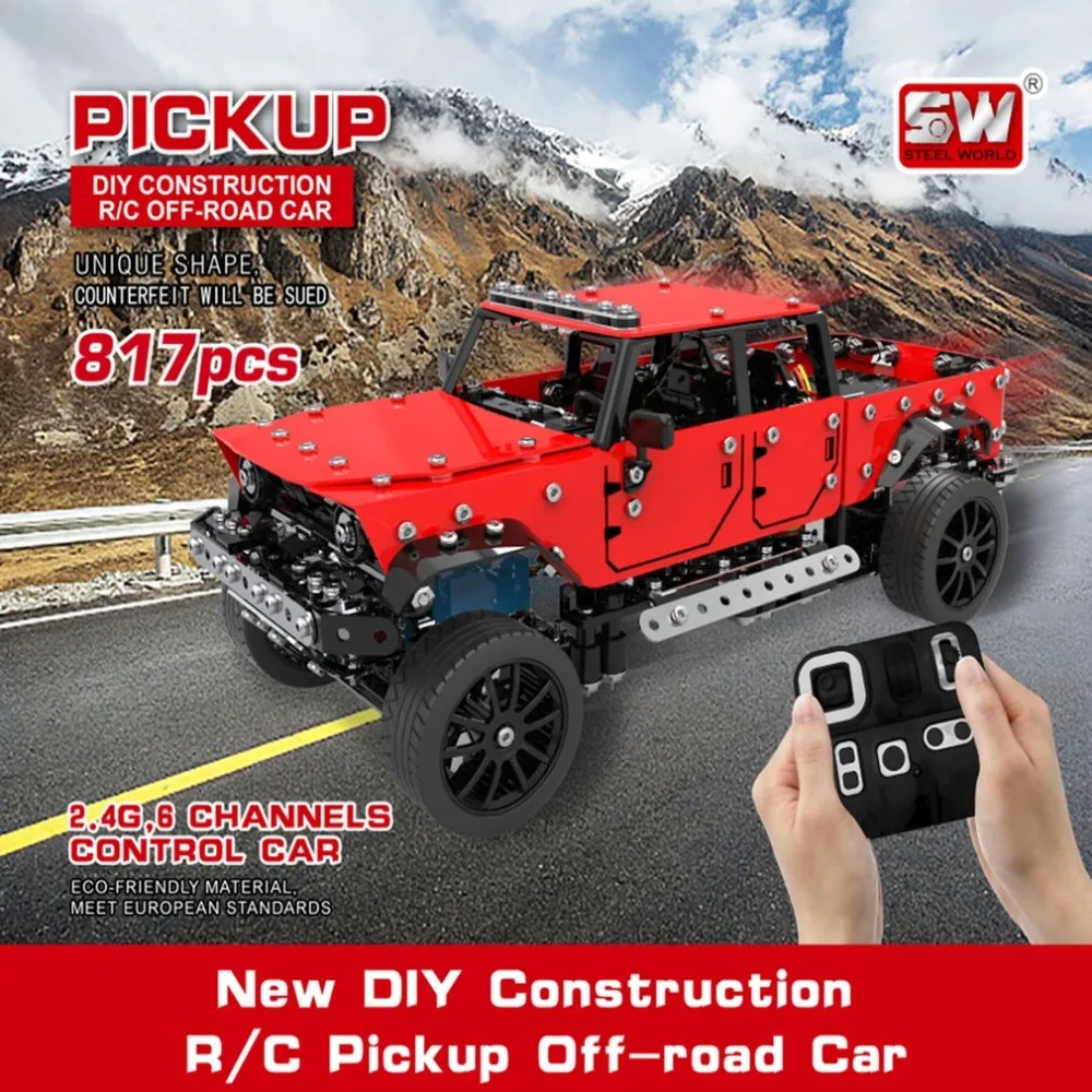 

1:16 Steel World 2.4ghz 8 Channels USB Charging Building Block DIY Construction Remote Control Jeep Off-road Toys RC Cars
