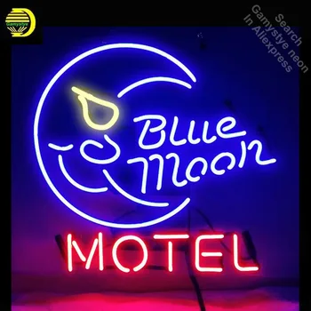 

Neon Sign Blue Moon Motel Neon Light Sign Handcrafted Glass Tubes Customized LOGO retro Fast Dropshipping Neon Lamps no Wait