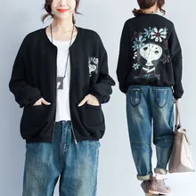 Большой размер 4XL Весна Зима Женская мода милый узор принт Верхняя одежда Топы женские плюс большой флис Толстовка Куртка пальто