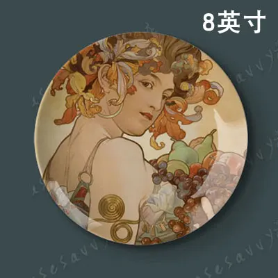 Alphonse Maria Mucha известная картина маслом Декоративная Тарелка абстрактная настенная подвесная тарелка для рукоделия домашний Декор круглая тарелка - Цвет: 5